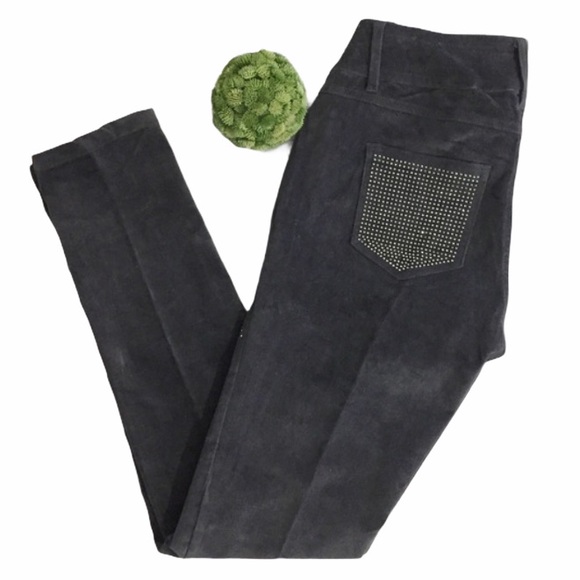 VO JEANS Gray Velour Pants Rhinestones Bling NWOT - Picture 1 of 10
